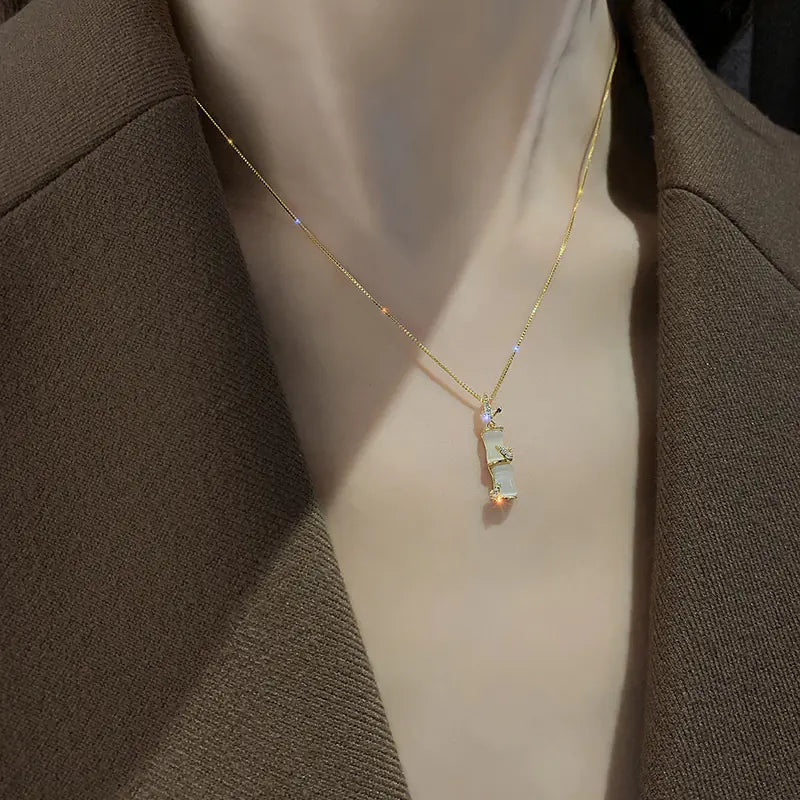 Korean Style Bamboo Pendant Necklace for Women