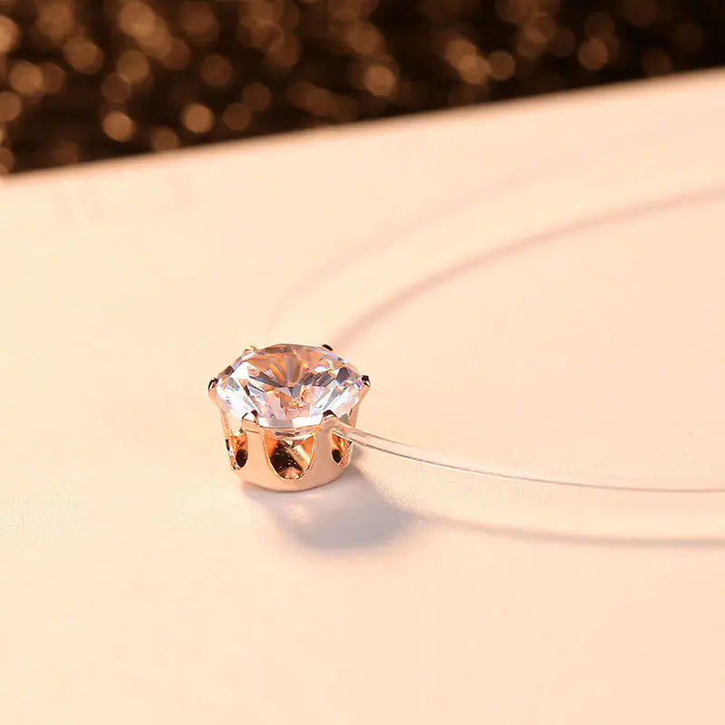 Minimalist Korean Style Zirconia Pendant Necklace